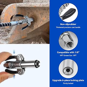 Grease Gun Coupler Kit, 90 Degree Adapter, 9-Piece
