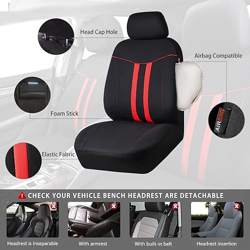 Miniatura 3 de CAR-GRAND - Juego completo de fundas para los asientos del auto de tela, moderno y elegante, 100% transpirable, se adapta al 90% de los vehículos