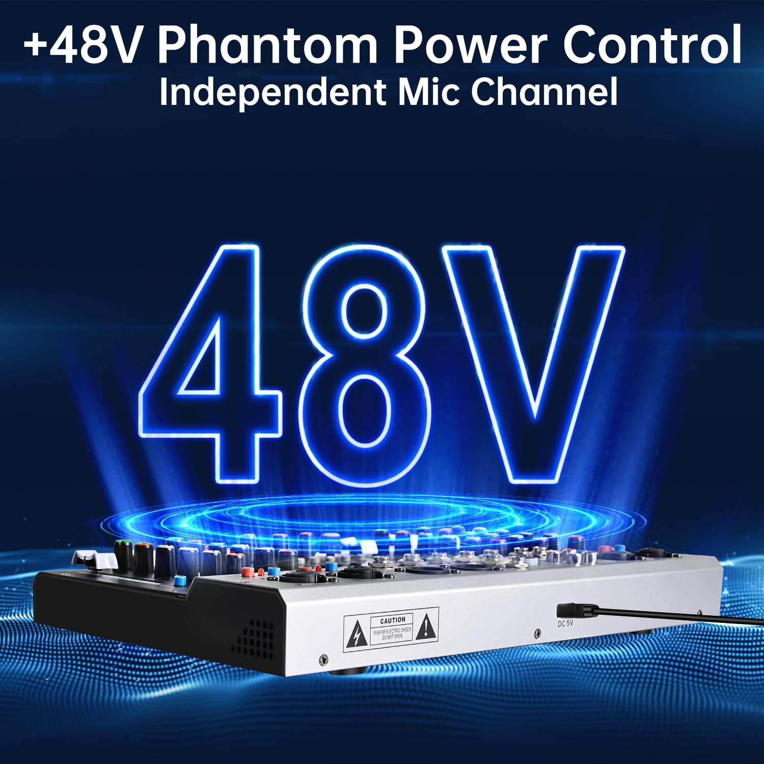 Professional 6-Channel DJ Audio Mixer for Karaoke & Podcasting, Bluetooth Mixing Console with USB MP3 Input 256 DSP Effects 48V Phantom Power for Live Streaming & Home Recording (KA-6)