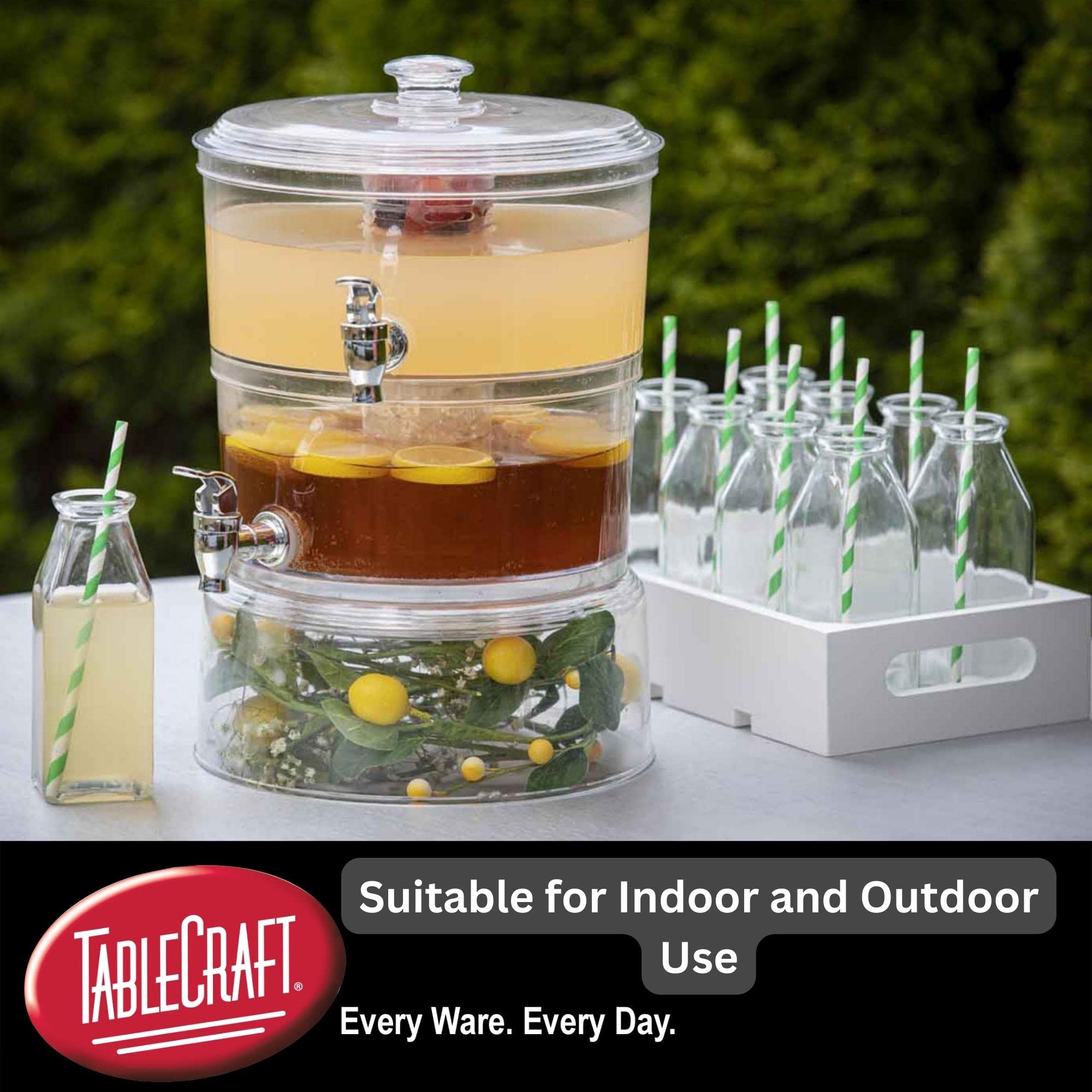 Tablecraft 10961 Dispensador de Bebidas apilable de Dos Niveles de 2 galón, Acrílica, Transparente