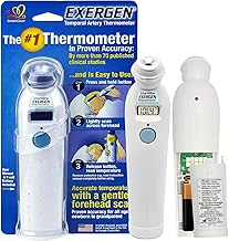 Exergen TAT-2000C Temporal Artery Thermometer – Temporal Thermometer for Kids, Newborns & Adults, Soft Glow Display, Silent Mode, 9V Battery Included