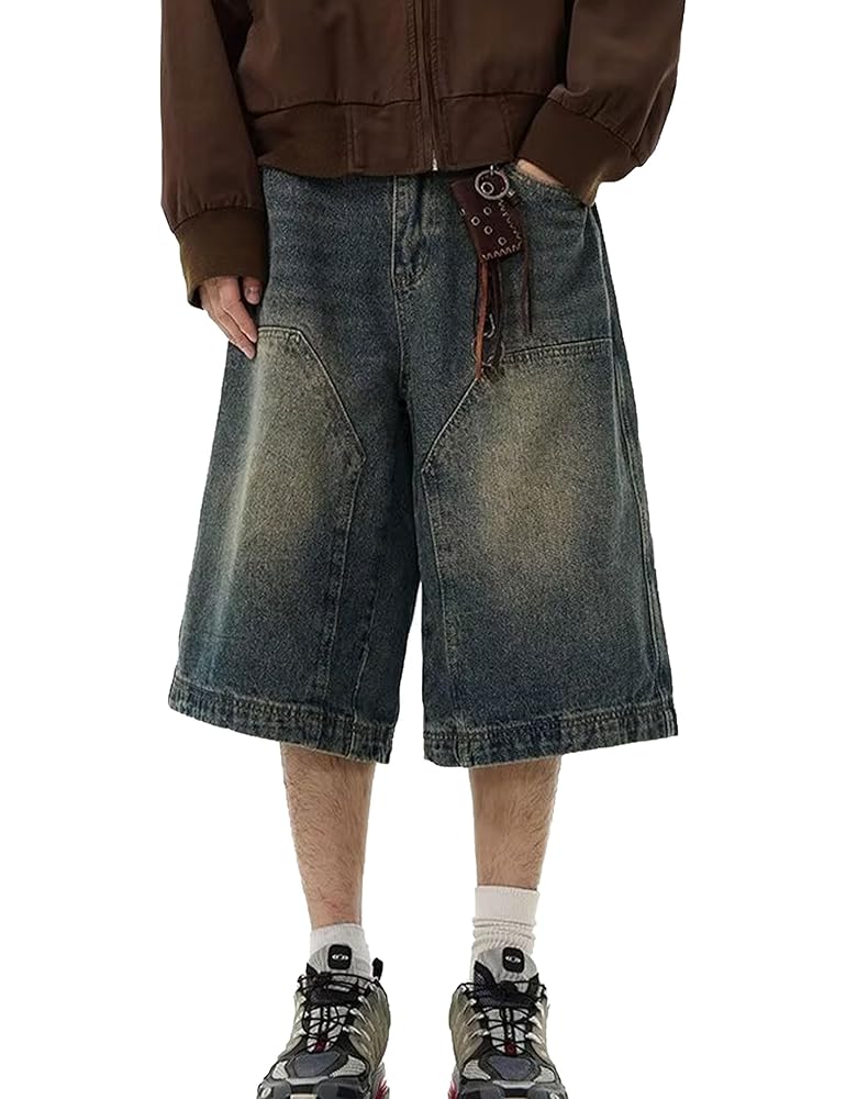 Fashion 90s Jean Shorts Mens Baggy Jean Shorts 90s Style Retro