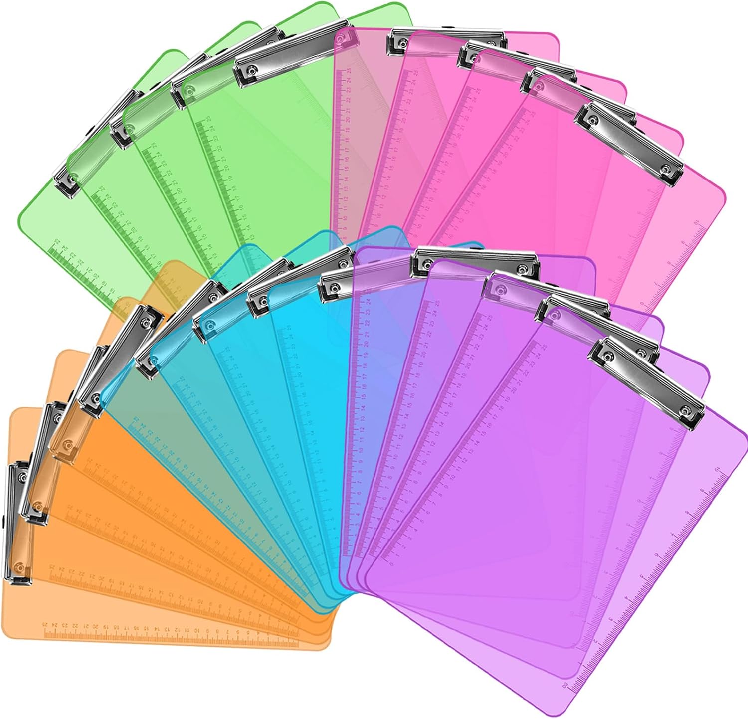 Plastic Clip Boards 8.5x11, 20 Pack Colored Clipboards Bulk with Low-Profile Clips & Hanging Loops for Classroom Office, School, Art Projects