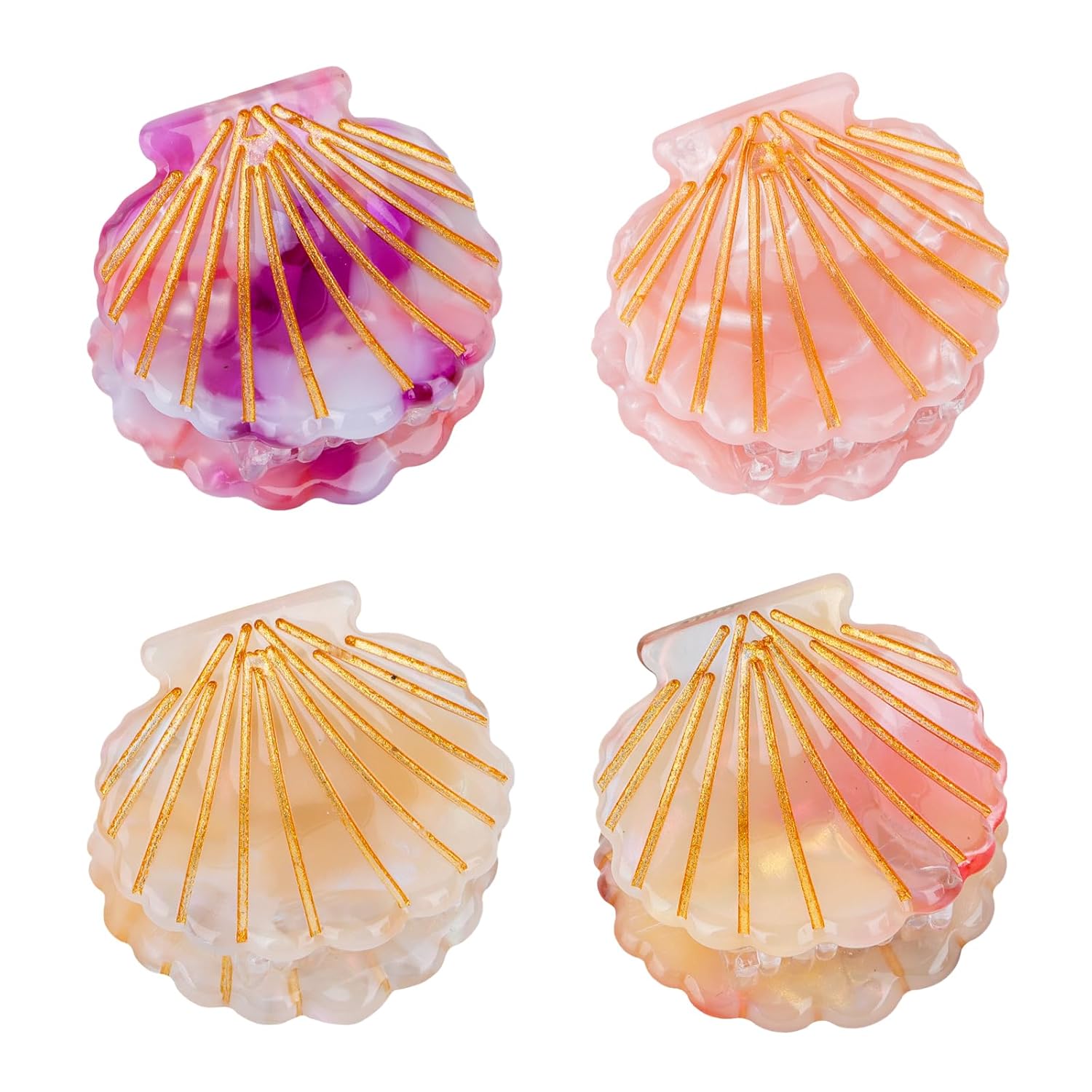 Amazon.com : YARIEW 4 Pcs Seashell Hair Claw Clips Small Seashell Hair ...