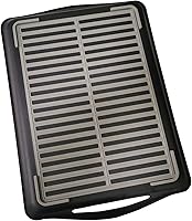 Vista 6 de Bandeja rectangular antideslizante para servir alimentos con asas, bandeja multiusos antideslizante para desayuno, bandejas de bebidas (negro)