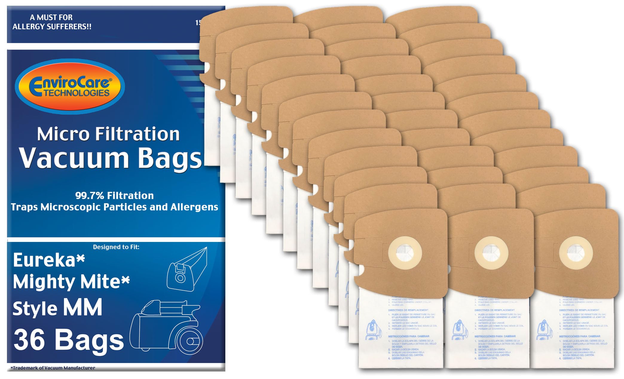 Envirocare Replacement Micro Filtration Vacuum Bags for Eureka Mighty Mite 36 pack | Mubboo