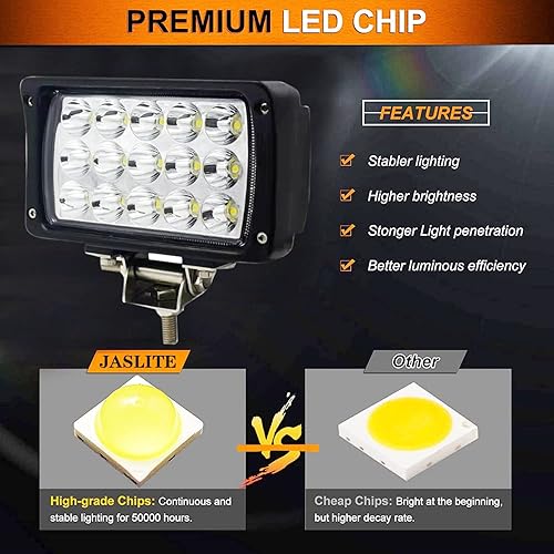 Miniatura 2 de Paquete de 2 barras de luz LED de 6.3 pulgadas y 45 W, luces de trabajo LED de 4500 lm, 12 voltios24 voltios, faros delanteros rectangulares