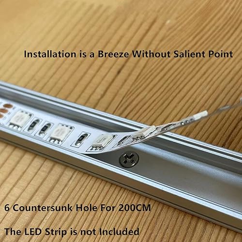 Miniatura 4 de THMOOTHER Difusor de canal LED en forma de U de 6.56 pies preperforado, paquete de 8 perfiles de aluminio con cubierta lechosa, montaje en