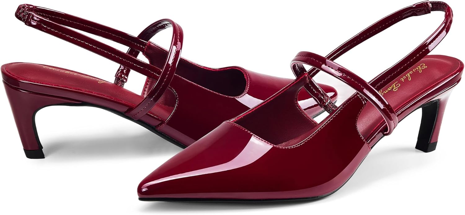 Elisabet Tang Women's Pointed Toe Slingback Kitten Heel Pump Closed Toe Dress Shoes Adjustable Strap Party Pumps Sexy Shoes - Image 5