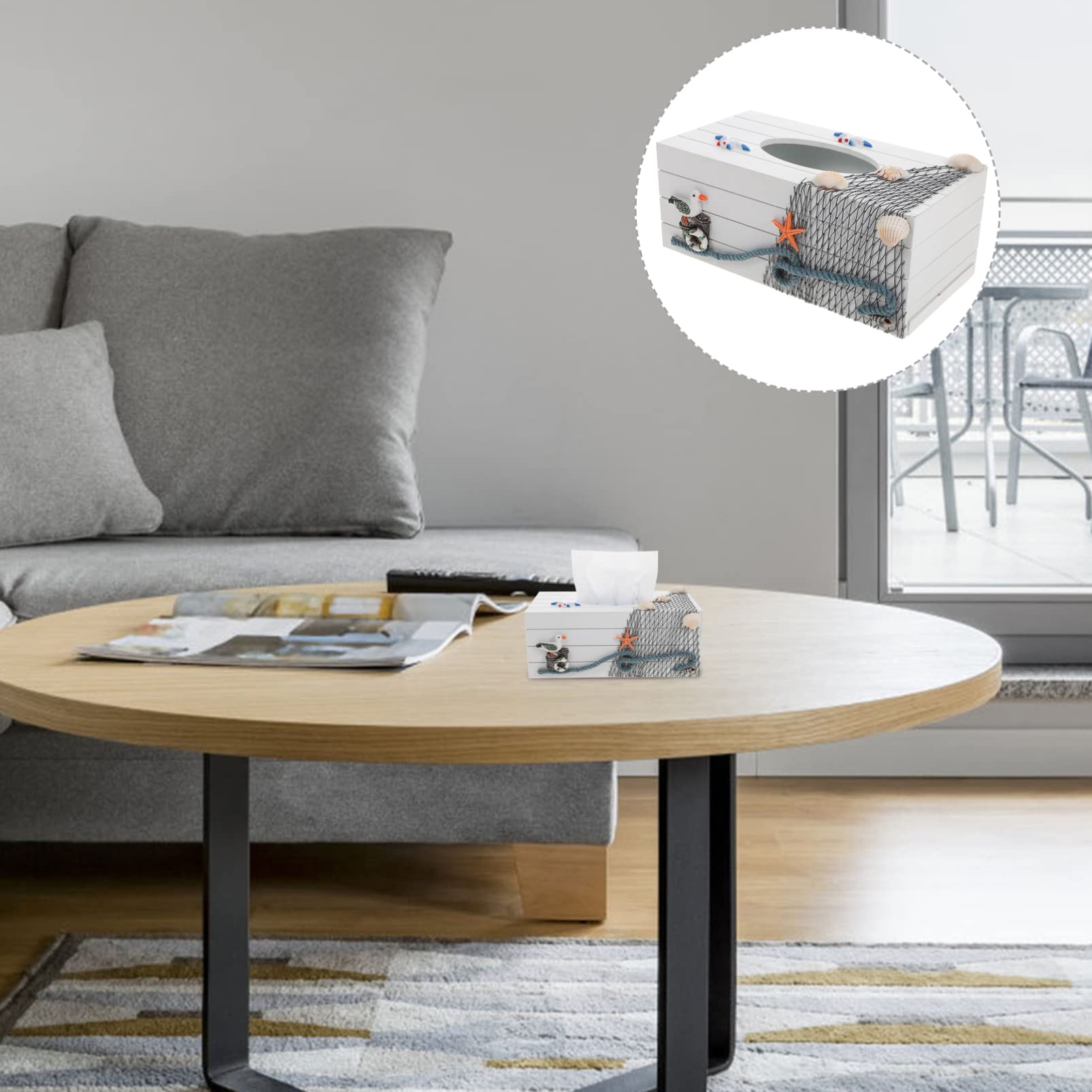 SOLUSTRE Mediterranean Style Tissue Box Cover Vintage Shell Design Napkin Holder for Home Office Car and Restaurant Storage Case