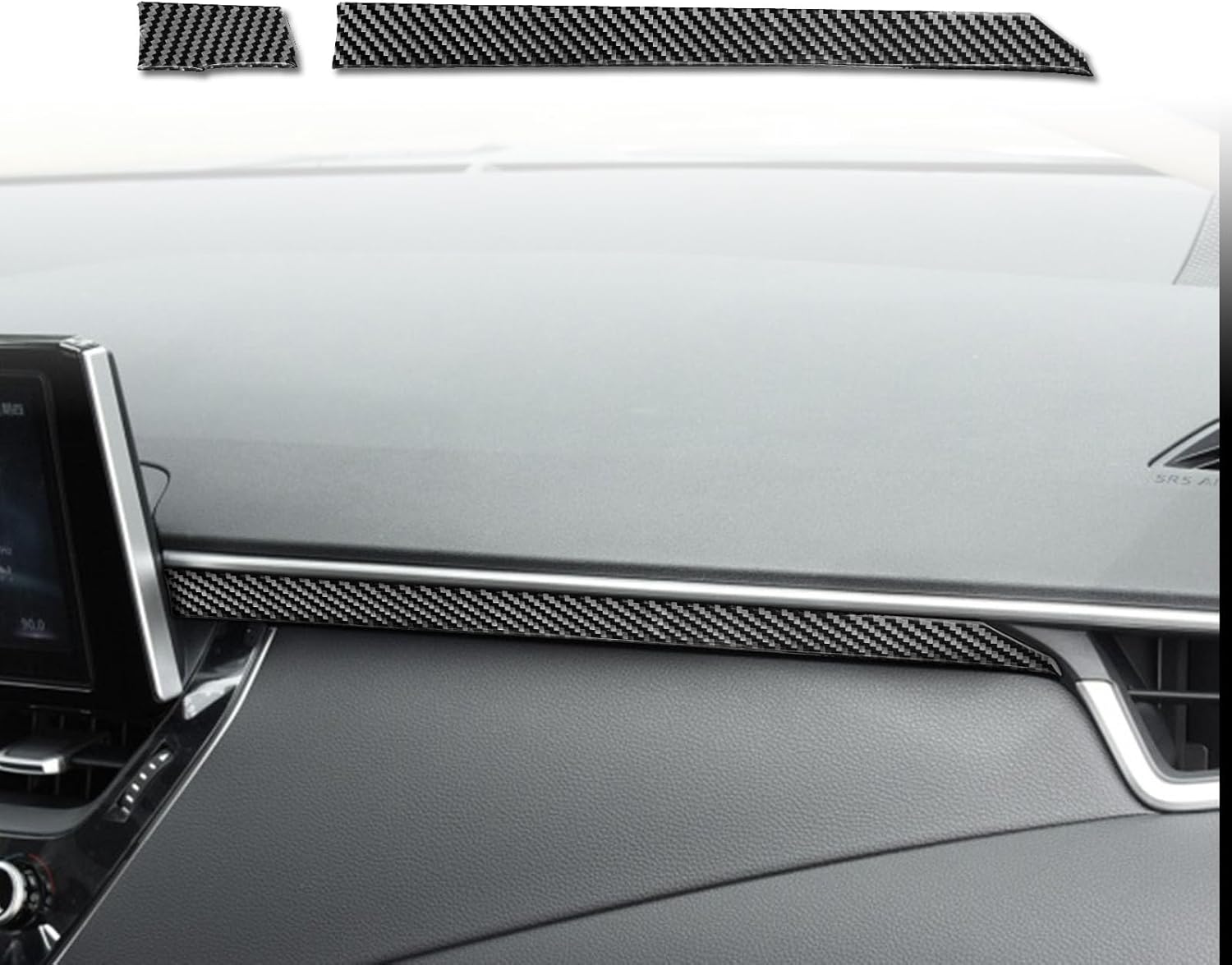 Soft Carbon Fiber Auto Accessories Passenger Side Center Console Dashboard Trim Strips Cover Interior Trim Sticker Fit for Toyota Corolla & Cross 2020-2026 Black 2PCS
