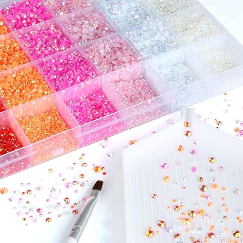 Miniatura 5 de Nibiru 28800 piezas de diamantes de imitación de resina AB con parte trasera plana, diamantes de imitación de gelatina de colores mixtos con forma