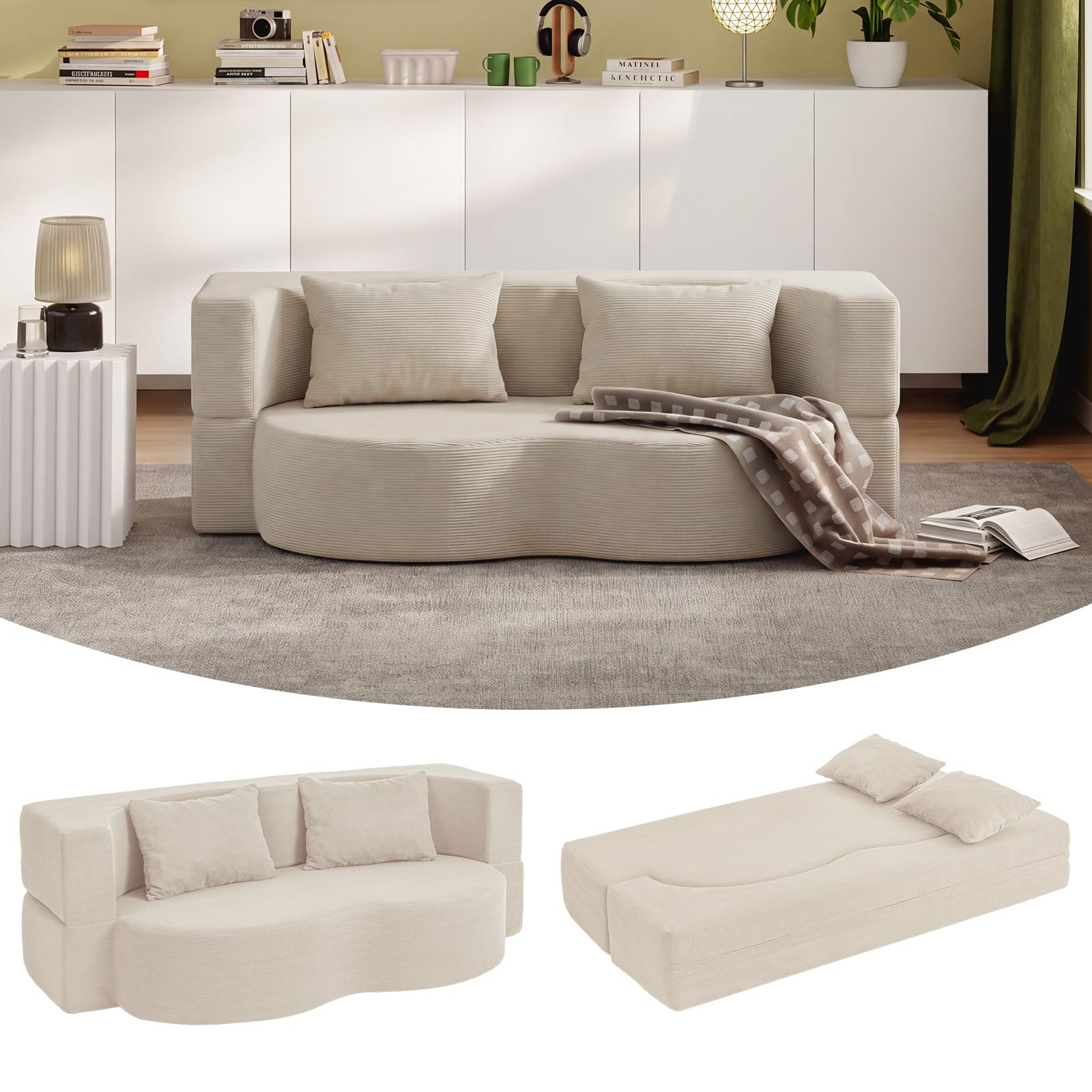 SoBuy Canapé lit Convertible canape 2 Places avec 2 Coussins