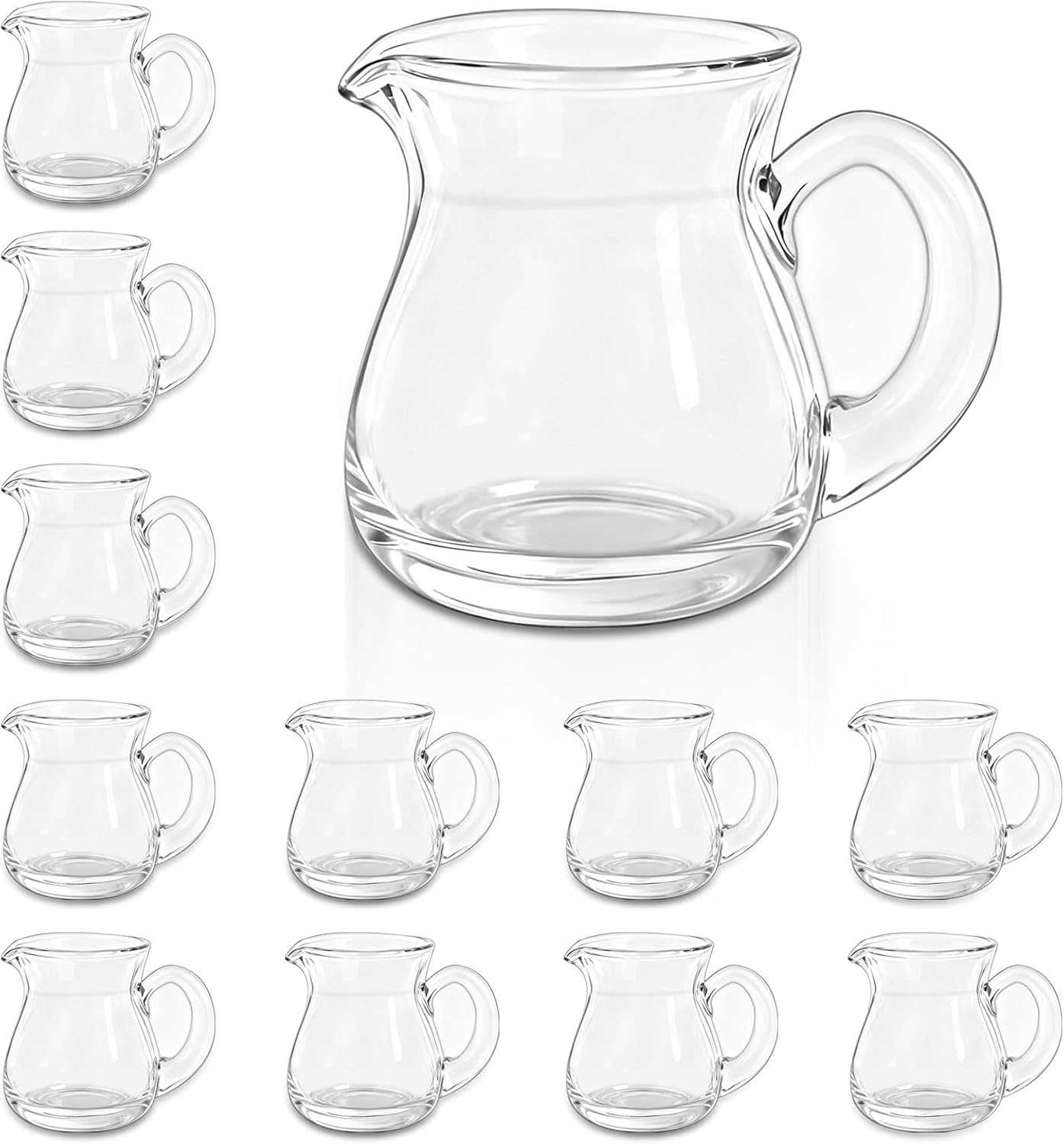12 Pcs Glass Creamer Pitcher, 4 oz Mini Milk Pourer, Transparent Small Glass Pitcher, Coffee Pot, for Kitchen and Dining