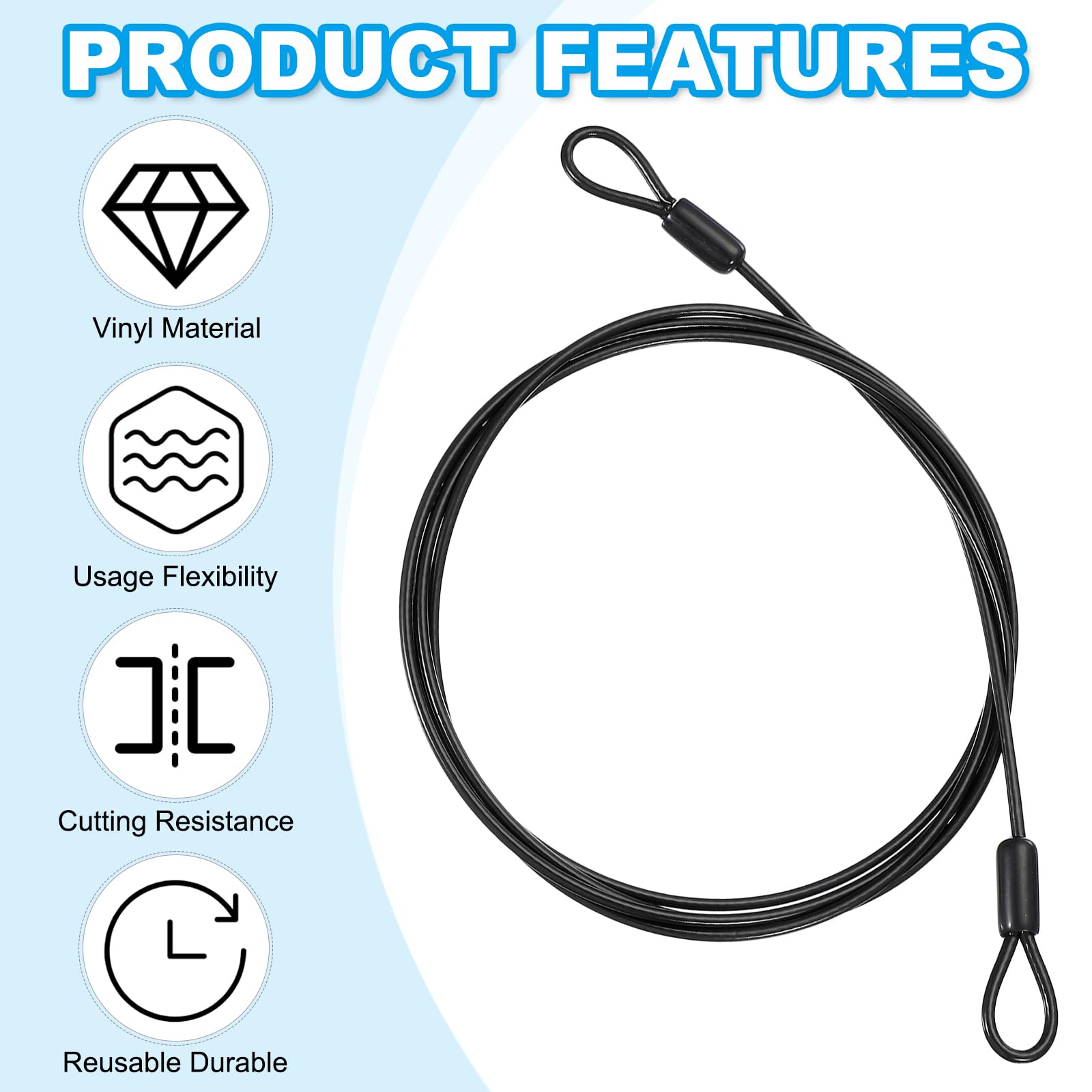 PATIKIL 1/8" Dia Vinyl Coated Stainless Steel Cable with Loops - Image 4