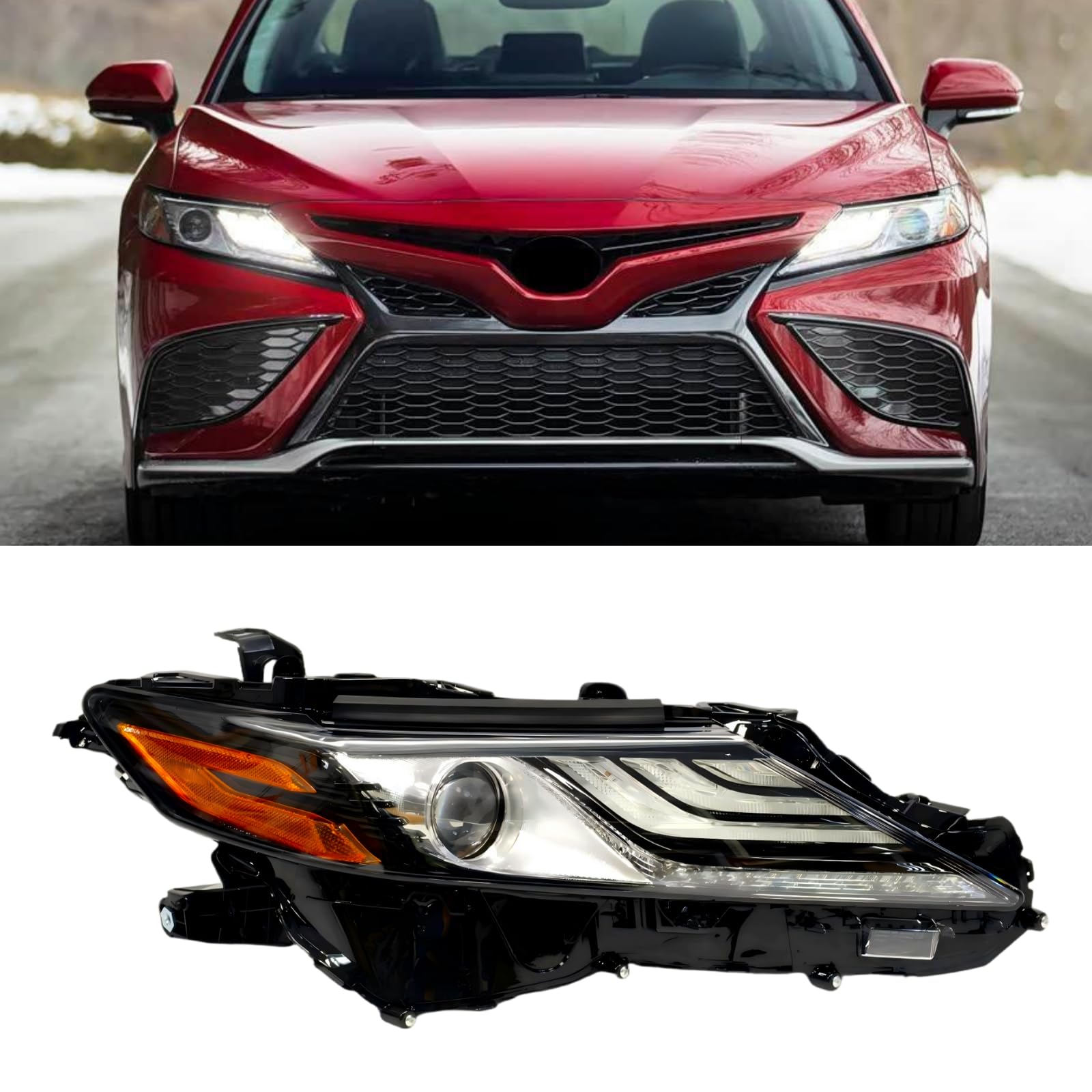 Headlight Fit For 2021 2022 2023 Toyota Camry Headlight Assembly Head Lamp（Right Passenger Side） RH 81110-06G30 CM21A02R HIGH