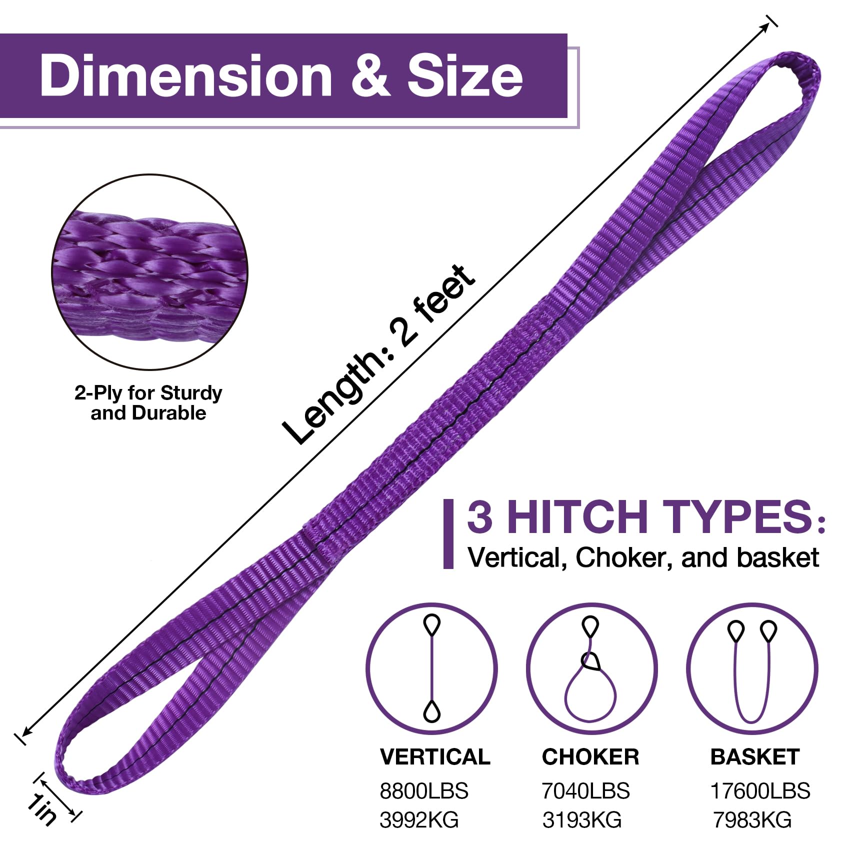 Heavy Duty Lift Sling Straps - 2 Pack -2