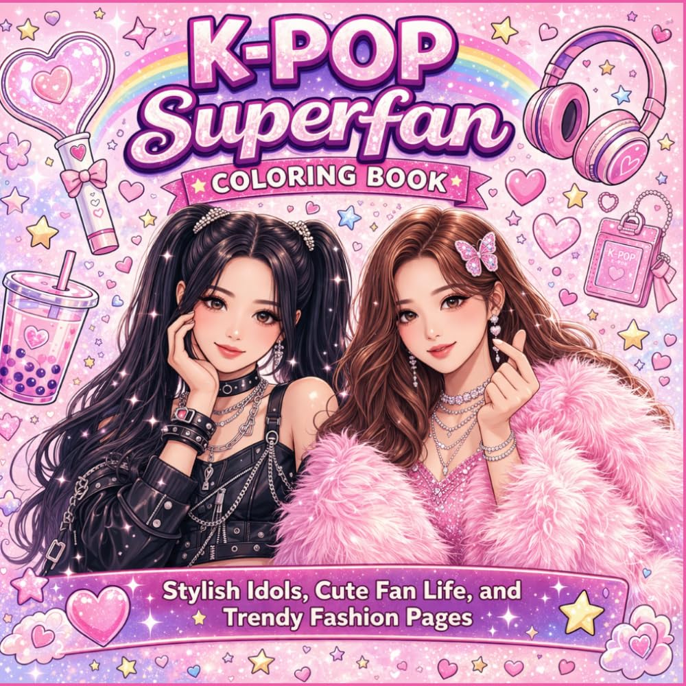 K-Pop Superfan Coloring Book: Stylish Idols, Cute Fan Life, and Trendy Fashion Pages (Kpop Coloring Book Series)