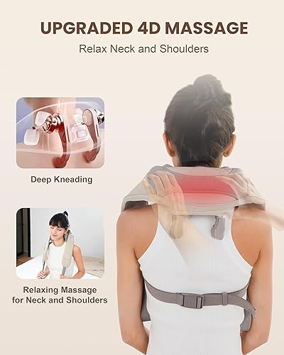 Miniatura 2 de Masajeador de cuello inalámbrico con calor, apto para la FSA HSA 4D, masajeador profundo de hombros para el dolor, almohada inalámbrica Shiatsu