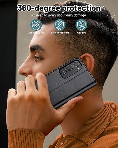 Miniatura 7 de OCASE Funda tipo cartera compatible con Galaxy S23 5G, de piel sintética, con tarjetero, bloqueo RFID, soporte de protección contra golpes, carcasa