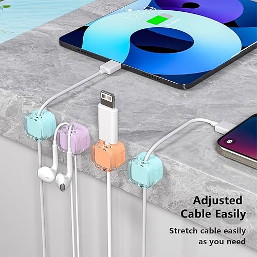 Miniatura 4 de Organizador de cables, organizador de clip, clip magnético para alambre, soporte de alambre autoadhesivo debajo del escritorio, gestión de cables,