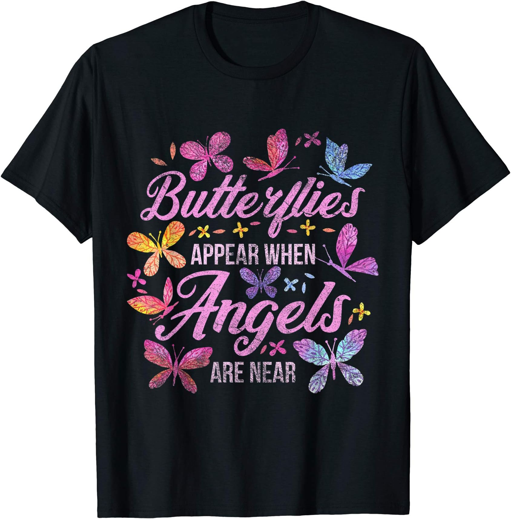 Animal Tees & GiftsButterfly T-Shirt - Unisex-Adults & Kids - Black - Small - Long Sleeve - Nature-Inspired Classic CasualOEKO-TEX STANDARD 100