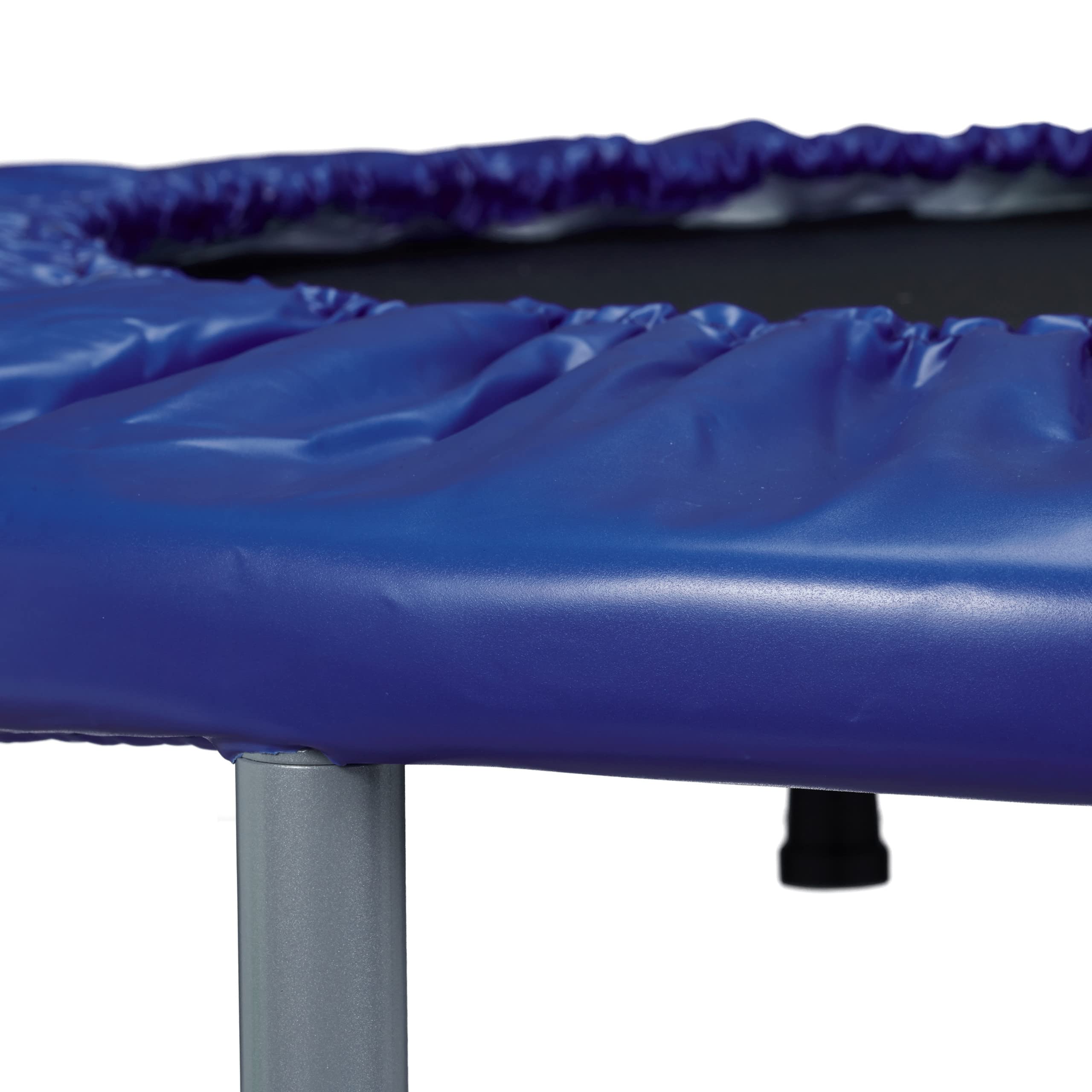 Relaxdays Trampoline intérieur pliable bleu-noir fitness gym musculation HxlxP: 22 x 95 x 95 cm charge maximale 100 kg, bleu-noir