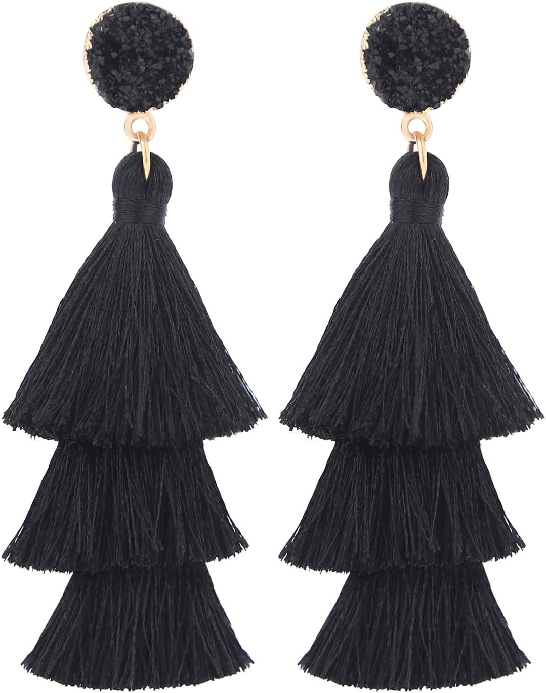 Tassel Earrings Layered Tiered Linear Drop Fashion Trending Earrings