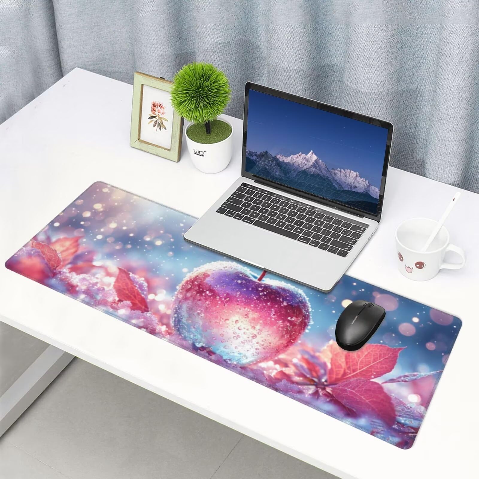 Tappetino Mouse, Tappetino Mouse Gaming Grande XXL 1500x800x3mm Tappetino Scrivania Mouse Pad, Base in Gomma Antiscivolo, Bordi Cuciti,Lavabile, Mousepad per Ufficio e Gaming (mela) R-554