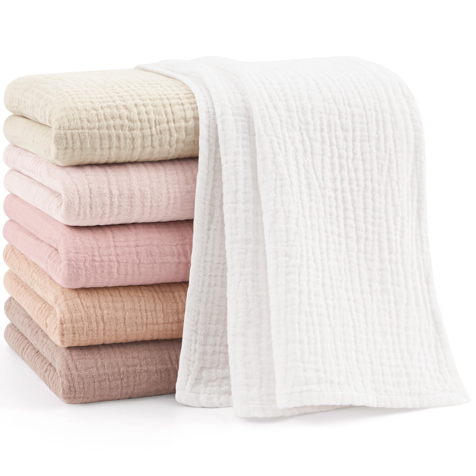 Bearmoss Moltontücher Baby 100% Baumwolle Weiche Spucktücher Baby,Atmungsaktiv und Extrem Saugfähig Musselin Tuch für Saugstark Mulltücher 6er 60x60 cm (Rosa Braun)