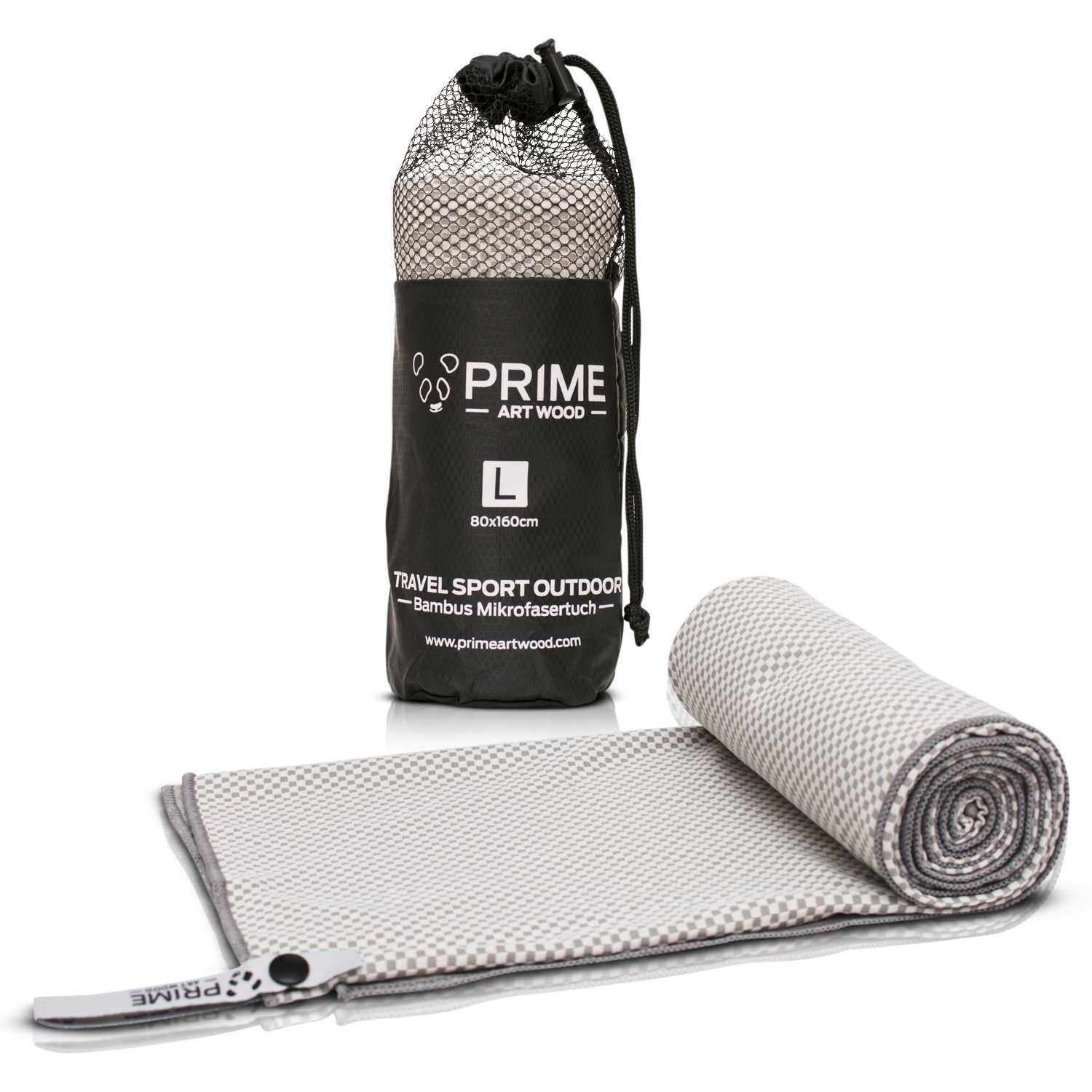 PRIME ART WOOD Reisehandtuch Bambus 200x80 cm Grau : Amazon.de: Sport &  Freizeit