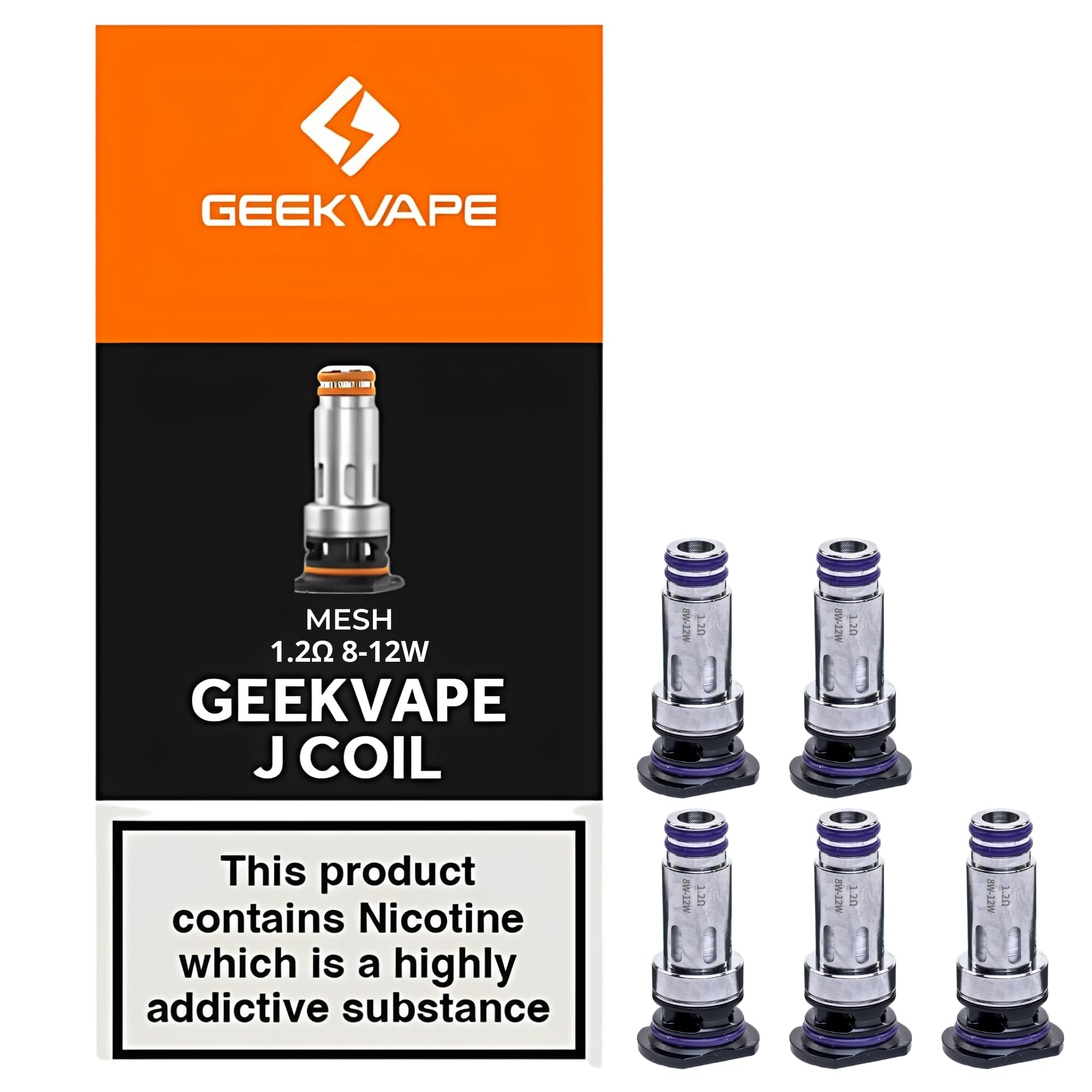 GEEKVAPE J Coil [1.2 ohm | 8w - 12w] 5 Pack - COMPATIBLE WITH: Digi Max,  Digi Pro Kits and JR Pod - MTL Vaping - Nicotine Free: Amazon.co.uk:  Electronics & Photo