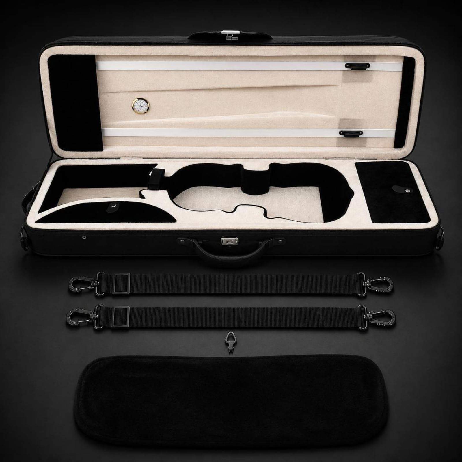 F Fityle Estuche Rígido para Violín Ligero | Tela Oxford Resistente, Estuche Violín con Higrómetro, para Viajes