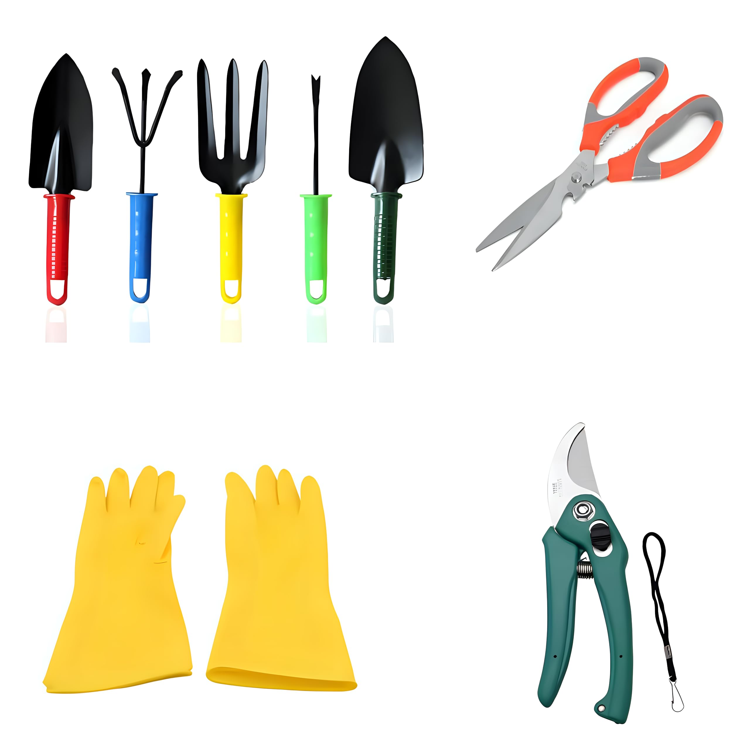 DeoDap Hand Cultivator, Small Trowel, Fork, Weeder, Stainless Steel Scissors, and Multipurpose Reusable Rubberized Gloves for Cleaning - Complete Garden Tool Set (B0CSNGY7QL) Amazon Price History, Amazon Price Tracker