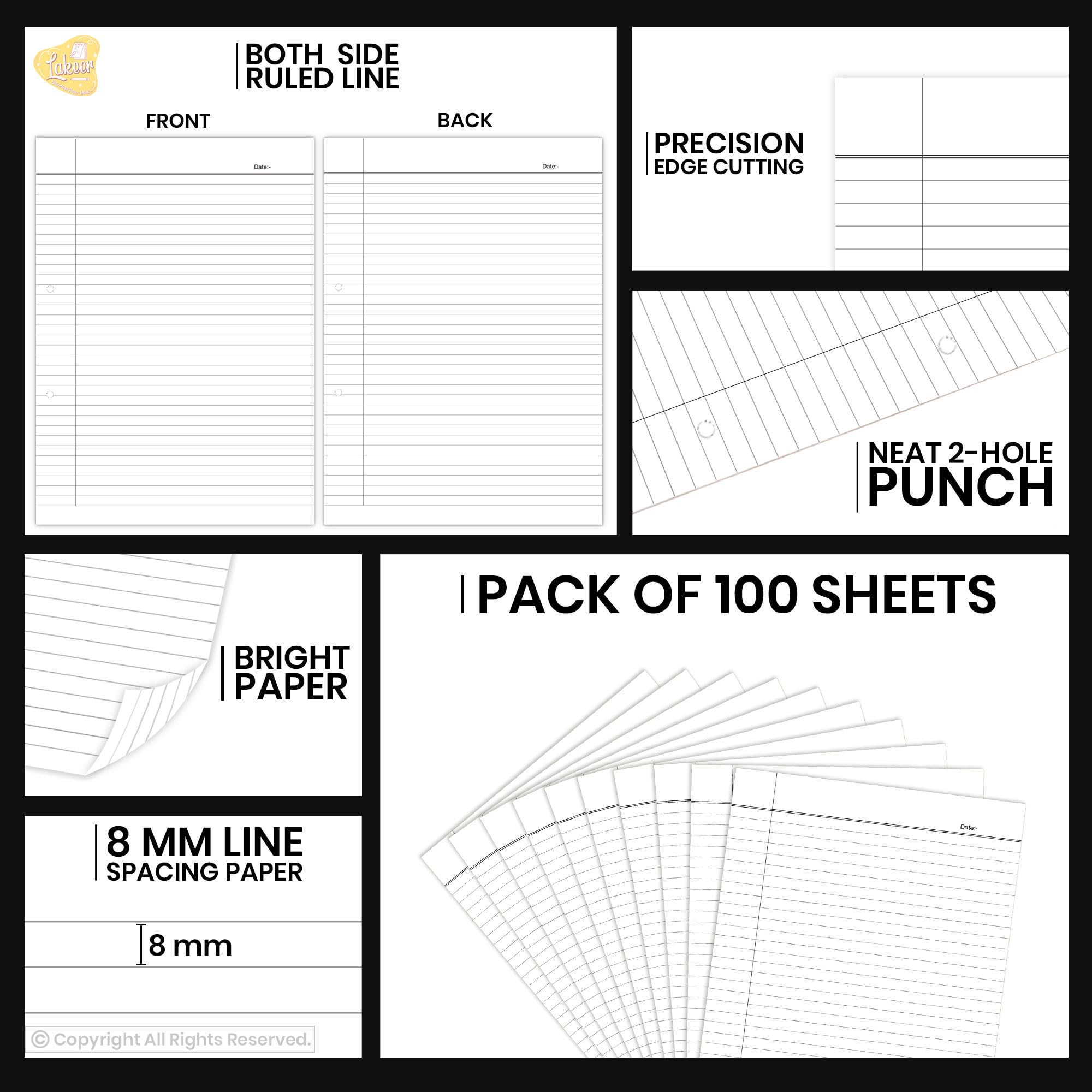 Paraspapermart A4 Ruled White Project Sheets (100 Sheets, Both Side Ruled) 1