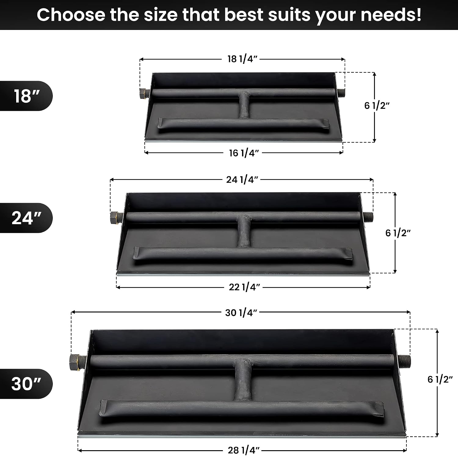 16" NG Fireplace Dual Row Gas Burner Pan with Complete Connection Kit - Made with Powder Coated Steel - Specifically for 18" Fire Logs, Easy to Install, Bonus Bag of Glowing Embers Included