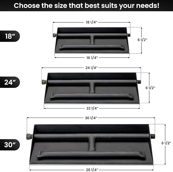 16 NG Fireplace Dual Row Gas Burner Pan with Complete Connection Kit - Made with Powder Coated Steel - Specifically for 18 Fire Logs, Easy to Install, Bonus Bag of Glowing Embers Included