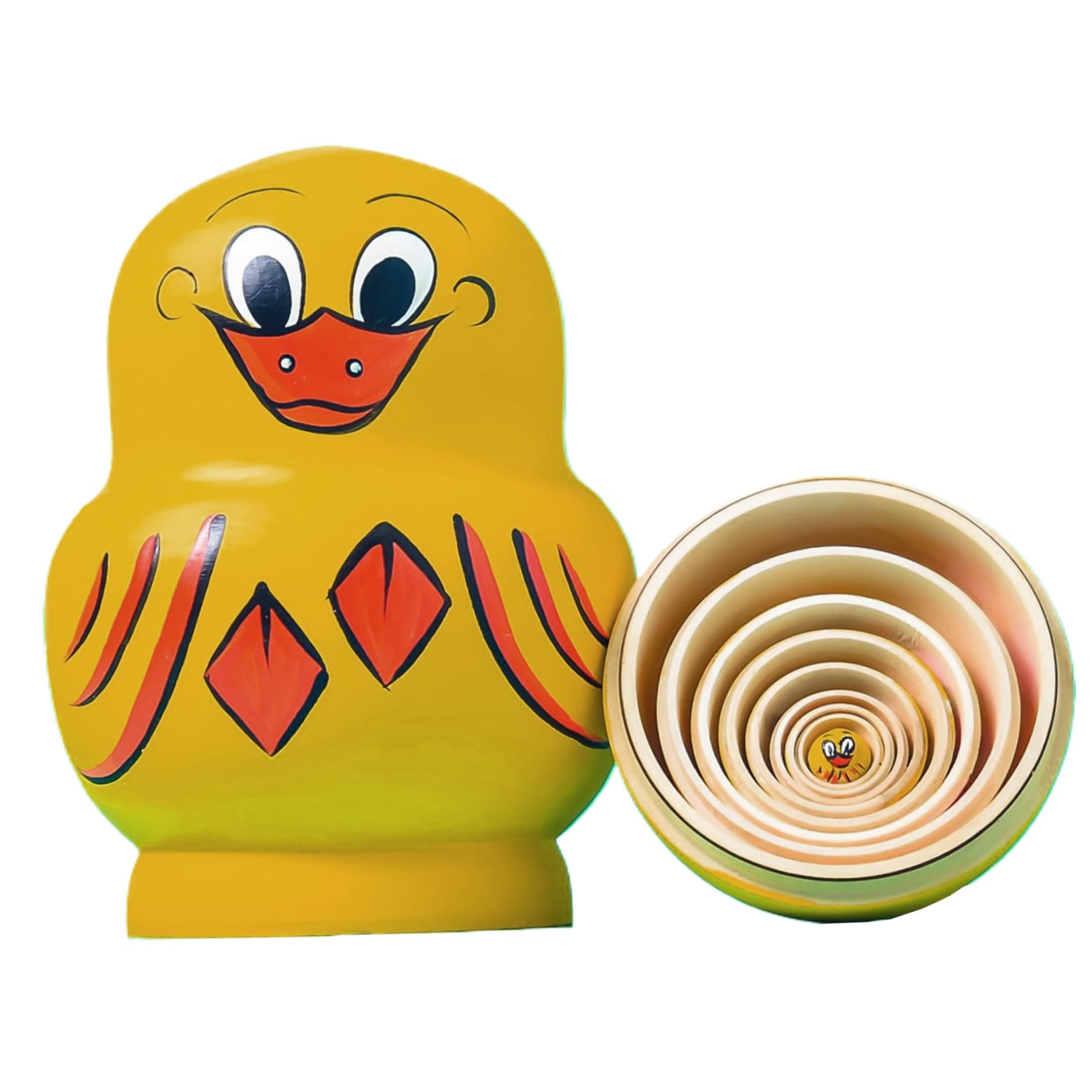 10 pièces poupée gigogne Russe Canard poupées gigognes de Canard Mignon Canards empilés en Bois Jaune Jouets d'apprentissage éducatifs Matryoshka pour Enfants fête d'anniversaire faveur