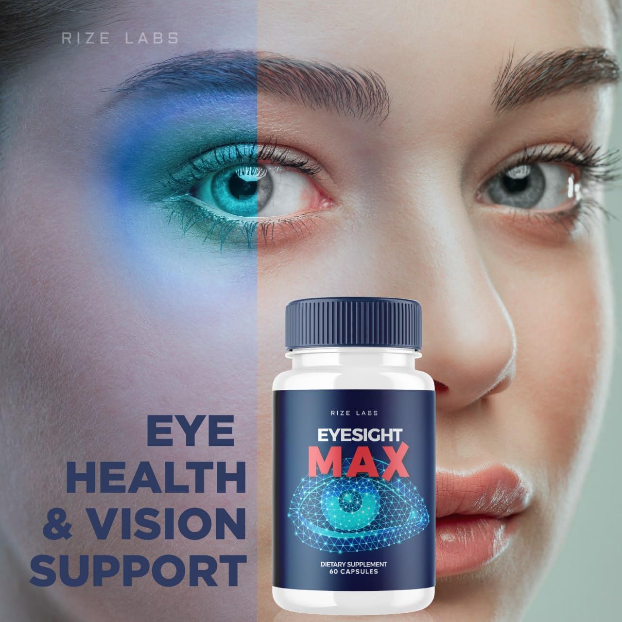 rize labs Eyesight Max Vision Supplement, All-Natural Capsules for the Rapid Improvement of Vision Health and Better Ability to Focus, Support Healthy Eye Functions (180 Capsules) (Pack of 3)