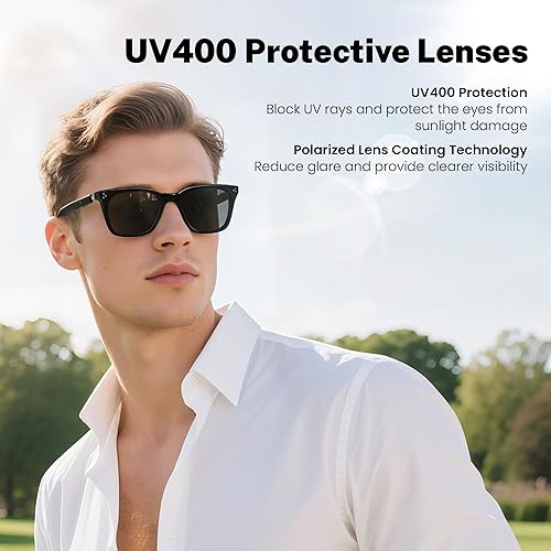 Miniatura 4 de Lentes inteligentes, 5.3 gafas de sol Bluetooth con altavoz de oído abierto, compatible con asistente de voz, lente de bloqueo de luz azul