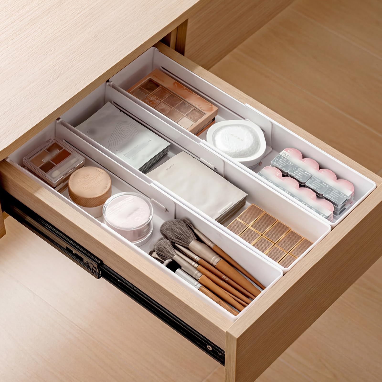 PAVSTINE Drawer Organiser Adjustable, Makeup Organiser, 3 Pieces, Small