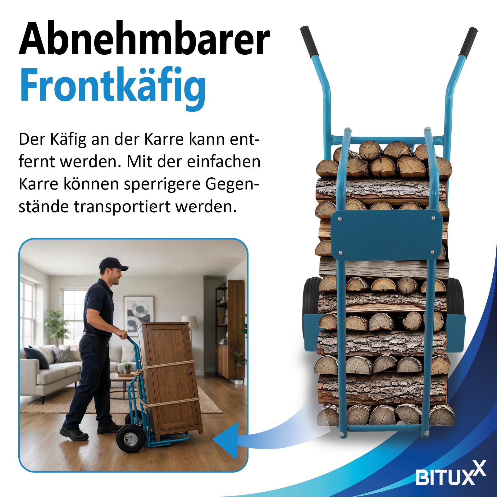 BITUXX® Wózek transportowy z ogumieniem pneumatycznym, do 100 kg