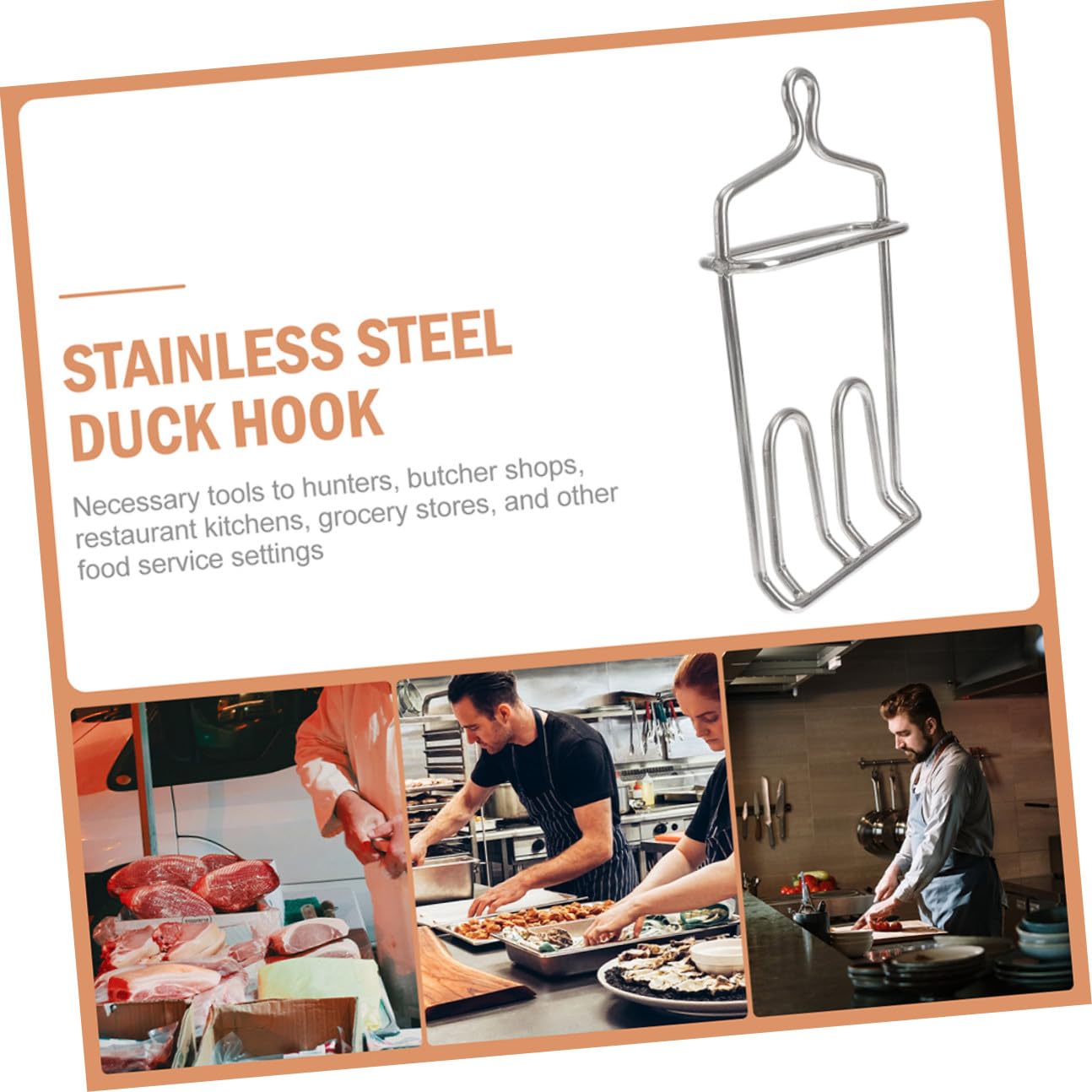 BESTYASH 2 pezzi Ganci da Cucina in Acciaio Inossidabile per Carne Resistenti e Antiusura Ganci per Appendere Pollame e Accessori per Barbecue