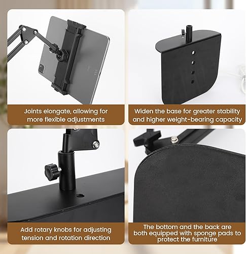 Miniatura 4 de Soporte para tablet para cabecero de cama, sofá, escritorio, soporte ajustable de 360° para teléfono y tableta, con manos libres, cómoda
