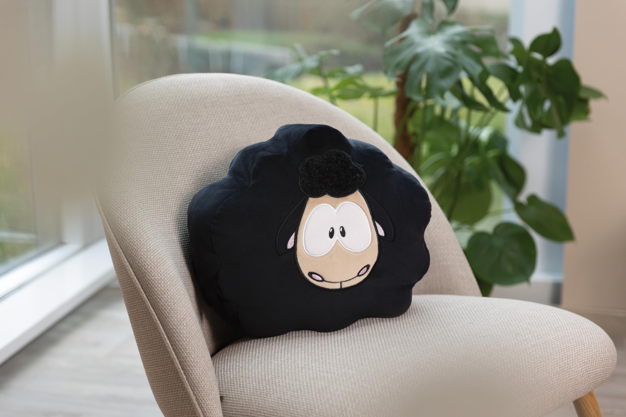 NICI cuscino di peluche Pecora 35x33cm nero - Soffice cuscino morbido per bambini, bambine, neonati e amanti dei peluche - Ideale a casa, all'asilo o in viaggio - 49921