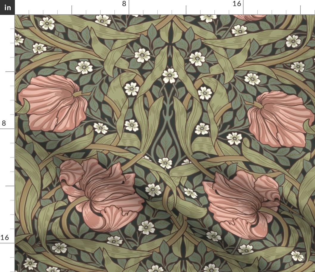 Spoonflower Fabric - Victorian Floral William Morris Antique Vintage Historical Timeless Printed on Petal Cotton Fabric Fat Quarter - Sewing Quilting Apparel Crafts Decor