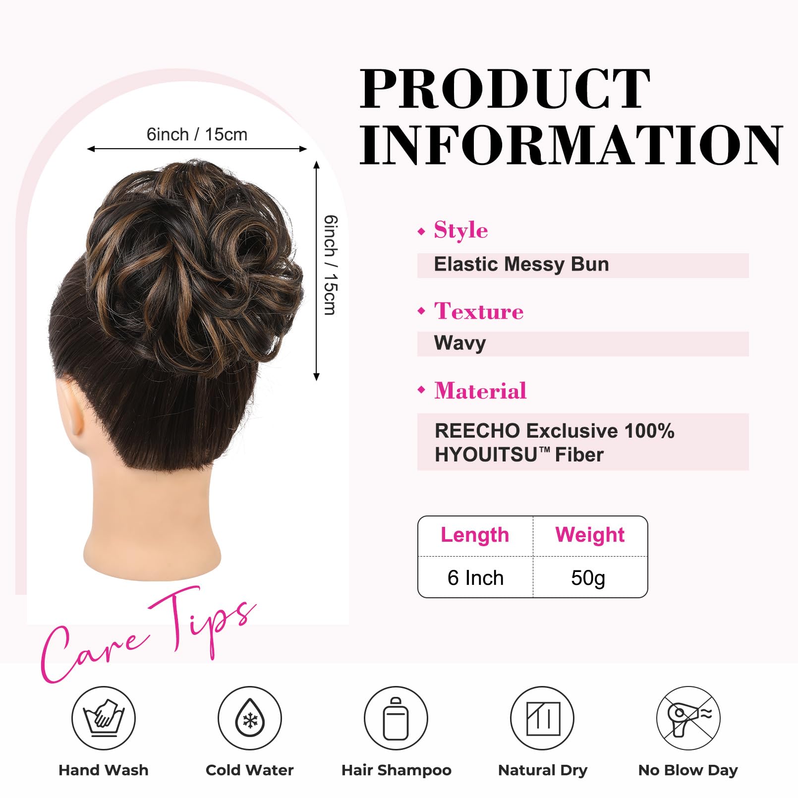 REECHO Thick Tousled Hair Bun, Synthetic Ponytail Extension with Elastic Scrunchies for Women, Messy Updo Donut Accessories - Image 2