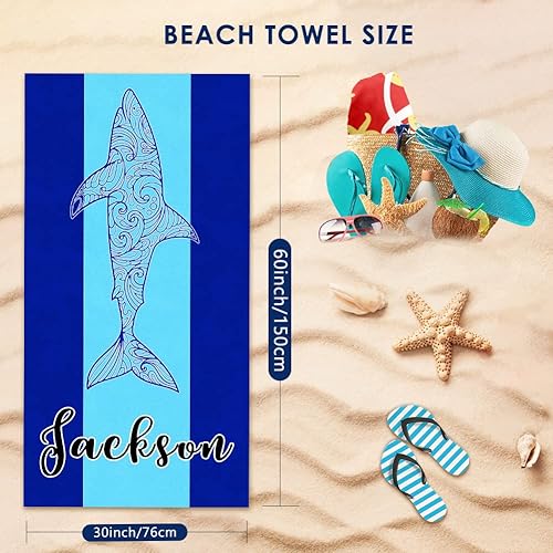 Miniatura 4 de Juantao Toalla de playa personalizada con nombre inicial, secado rápido, sin arena, toalla de playa de microfibra de gran tamaño, para campamento,