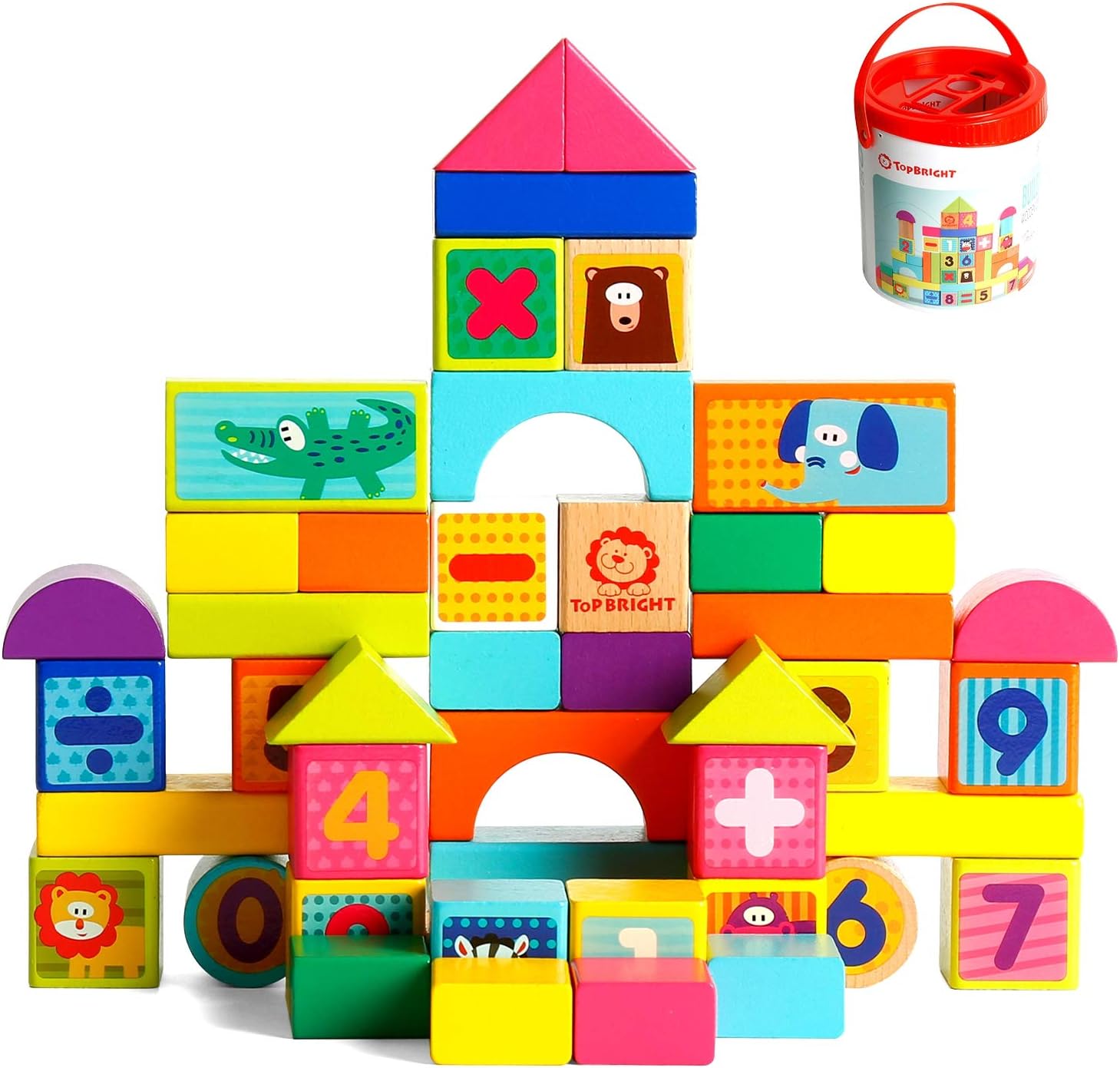 50 Pieces for Preschoolers Wooden Block Set Basic Education Building an