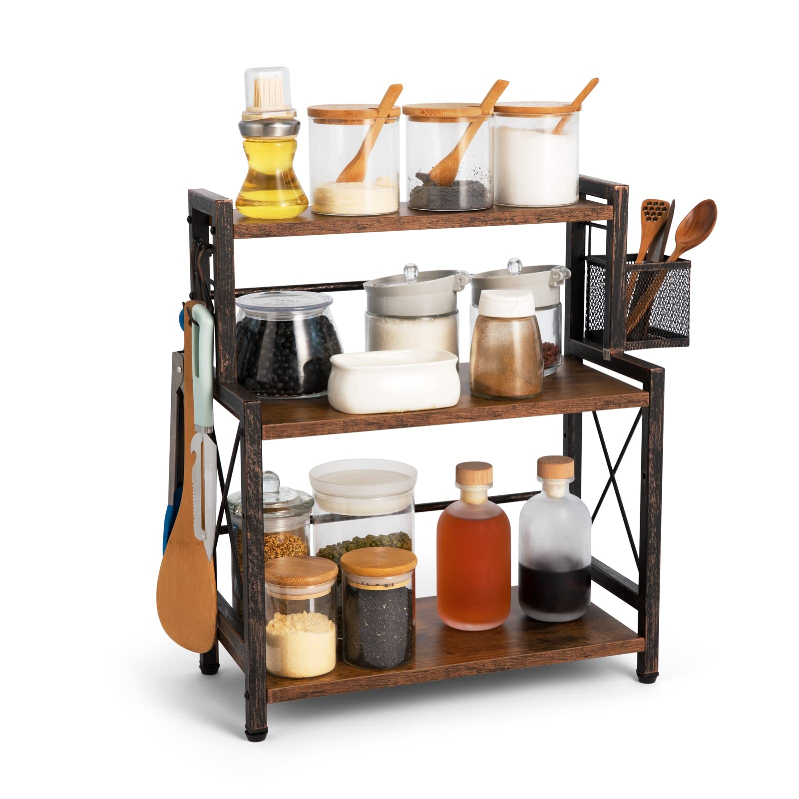 Buy Venloup Spice Rack Organizer with Wire Basket, 3Tier Counter Shelf